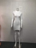 Long Sleeve Solid Color Mini Dress+Stockings 2 Piece Set GWTC-W0316