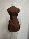 Plus Size Sleeveless Solid Color Mini Dress GWTC-W0731