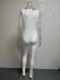 Plus Size Solid Color Square Neck Sport Jumpsuit GWTC-LTCX5203