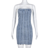 Sexy Wrap-Front Denim Bodycon Dress GYHF-9220DD