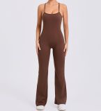 Solid Color Backless Sport Yoga Jumpsuit GQSA-44081