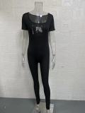 Plus Size Solid Color Square Neck Sport Jumpsuit GWTC-LTCX5203