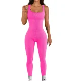 Plus Size Solid Color Square Neck Sport Jumpsuit GWTC-LTCX5203
