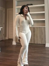 Sport Tight Long Sleeve Two Piece Pants Set GWTC-W0792