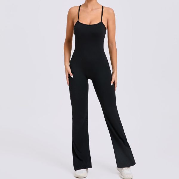 Solid Color Backless Sport Yoga Jumpsuit GQSA-44081