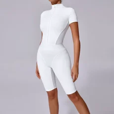 Long Sleeve Zipper Tight Sport Two Piece Pants Set GQSA-41180