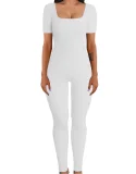Plus Size Solid Color Square Neck Sport Jumpsuit GWTC-LTCX5203