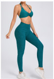 Halterneck Solid Tops Sport Yoga Pants Suit GQSA-74068/46442