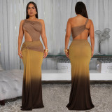 Sexy Off-Shoulder Gradient Color Maxi Dress BY-7473