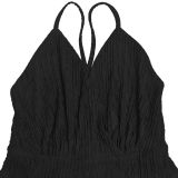 Solid Color V Neck Backless Mini Dress BY-7472