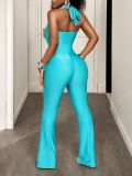 Halterneck Solid Color Sleeveless Jumpsuit YWXS-K25L1029