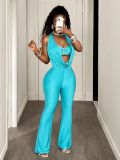 Halterneck Solid Color Sleeveless Jumpsuit YWXS-K25L1029