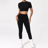 Short Sleeve Sport Yoga Two Piece Shorts Set GQSA-4510/87652