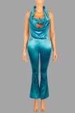Halterneck Solid Color Sleeveless Jumpsuit YWXS-K25L1029