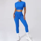 Short Sleeve Sport Yoga Two Piece Shorts Set GQSA-4510/87652