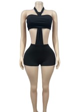 Sexy Wrap Chest Halterneck Short Suit GFCF-1403