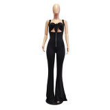 Sexy Zipper Sleeveless Jumpsuit Wrap Chest Two Piece Set GCNF-0050