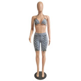 Sexy Halterneck Bra And Shorts Two Piece Set GCNF-0093