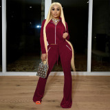 Solid Color Zipper Sport Two Pieced Pants Set GCNF-0161