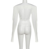 Wide Shoulder Long Sleeve Short Coat XEF-K25C78071