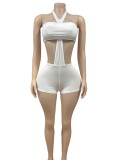 Sexy Wrap Chest Halterneck Short Suit GFCF-1403