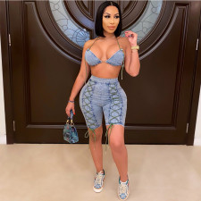 Sexy Halterneck Bra And Shorts Two Piece Set GCNF-0093