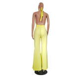 Halterneck Backless Solid Loose Jumspuit GCNF-0174