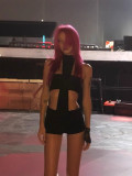 Sexy Wrap Chest Halterneck Short Suit GFCF-1403