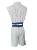 Patchwork Sleeveless Vest Two Piece Short Set GSXK-SX0502