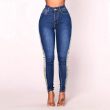 Lace Hollow Out Patchwork Jeans GXJF-25554