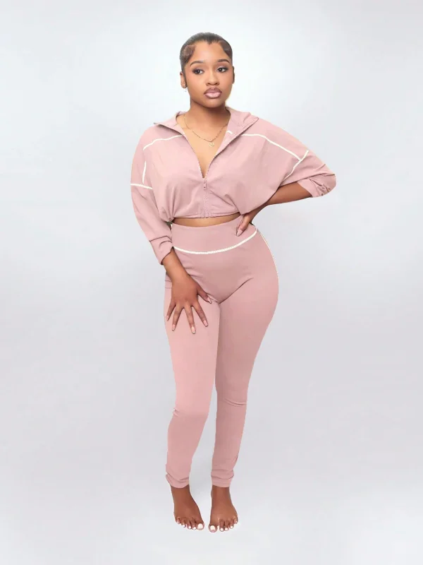 Long Sleeve Zipper Two Piece Pants Set SH-391388