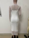 Lace See Through Long Sleeve Dress+Sling Dress Suit  LSD-2520
