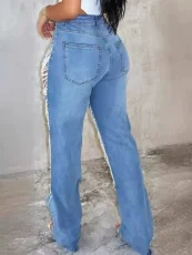 Chain Bead Hollow Out Straight Leg Jeans YUMT-YMT323