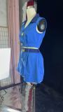 V Neck Color Block Two Piece Shorts Set YRST-T115