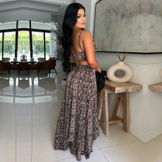 Snake Print Sling Maxi Dress BY-7502