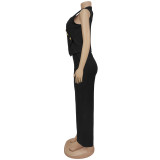 Sleeveless V Neck Slim Jumpsuit BY-7496