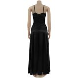 White Floral V Neck Camisole Maxi Dress BY-7497