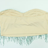 Fashion Tassel Wrap Chest Two Piece Skirts Set CYA-901984