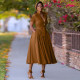 Long Sleeve Solid Color Midi Dress YF-20105