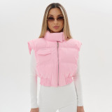 Solid Color Sleeveless Zipper Cotton Vest Jacket GSZM-Y25TP352