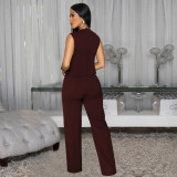 Sleeveless V Neck Slim Jumpsuit BY-7496