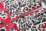 Leopard Print Zipper Patchwork 2 Piece Pants Set DLSF-K25S80683