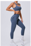 Solid Color Sleeveless Sport Yoga Two Piece Pants Set GQSA-59520/8020
