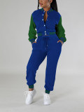 Contras Color Single Breasted Two-piece Pants Set FENF-6048
