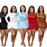 Tight Long Sleeve Bodysuit Two Piece Skirts Set SFY-779