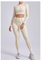 Solid Color Long Sleeve Yoga Sport Pants Suit GQSA-24129/87652