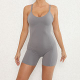 Adjustable Shoulder Strap Hollowe Out Sports Romper GQSA-87045