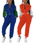 Contras Color Single Breasted Two-piece Pants Set FENF-6048