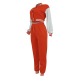 Contras Color Single Breasted Two-piece Pants Set FENF-6048