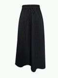 Single Breasted Pocket Solid Color Long Skirt OMY-12015